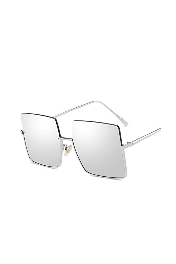 MQJ Lunettes Nouvelle Marée Rétro Ports Vent Grand Cadre Lunettes de Soleil Encre Femme Semi-Cadre Métallique Coupe Lunettes 