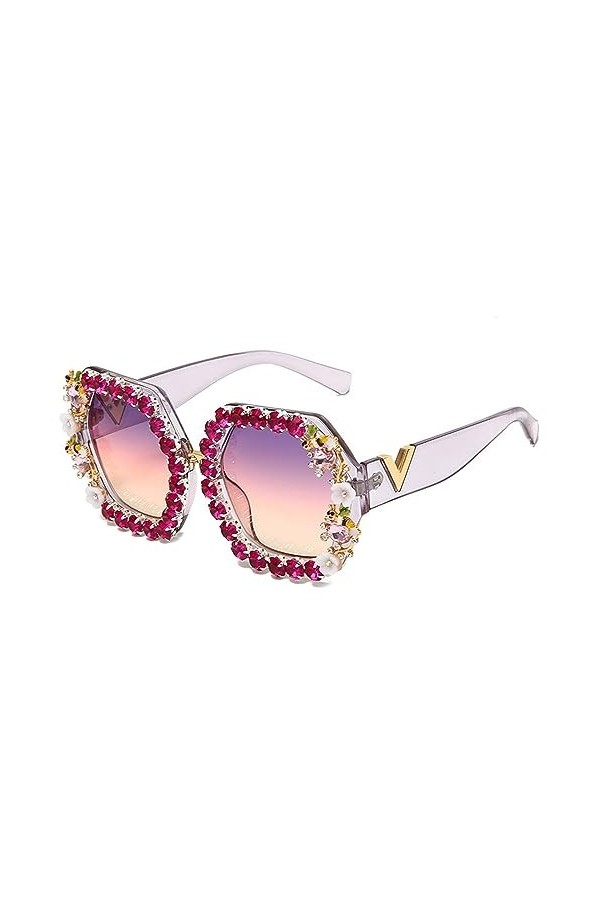 HPIRME Lunettes de soleil diamant pour homme femme Lunettes de soleil strassFemme,Violet,Taille unique