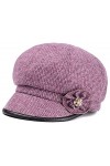 Molodo Casquette dhiver en feutre pour femme - Chapeau rétro avec visière, Gris foncé., Taille unique