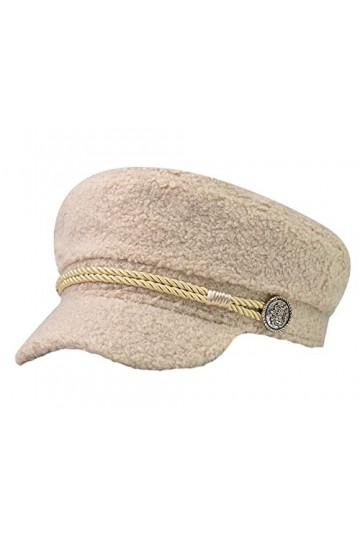 Chapeau de capitaine de yacht en peluche pour femme - Béret chaud à visière, beige, 7/7 1/8