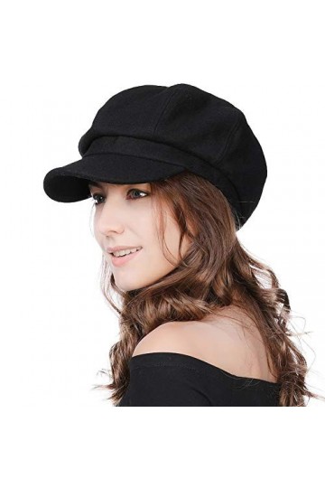 Comhats Casquette pour femme avec visière 8 panneaux, 67145_Schwarz BaumwolleFüllungFutter , Taille M
