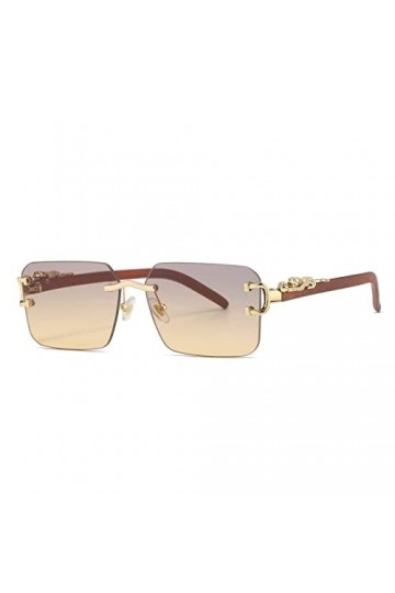 Lunettes de soleil léopard carrées sans monture coupe pour hommes Vintage alliage Hip Hop lunettes de soleil femmes nuances d