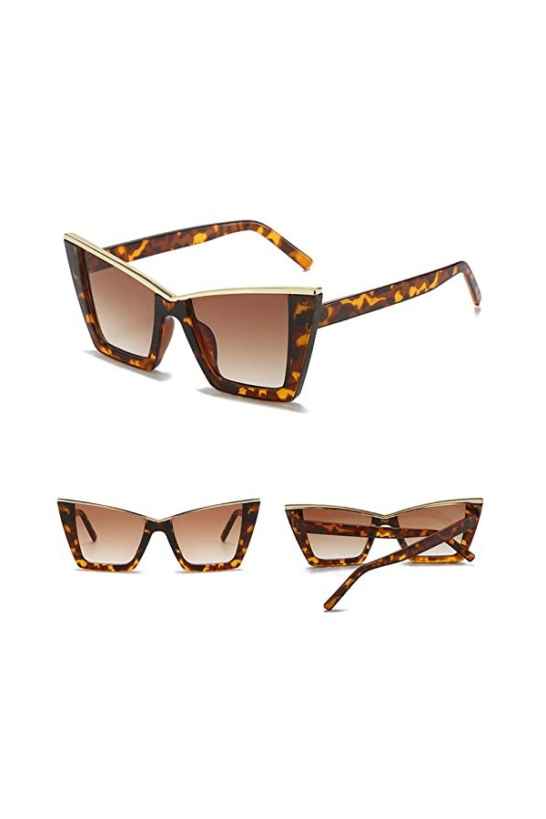 HPIRME Lunettes de soleil yeux de chat femmes lunettes de soleil surdimensionnées pour femme en lunettes de soleil dégradées 