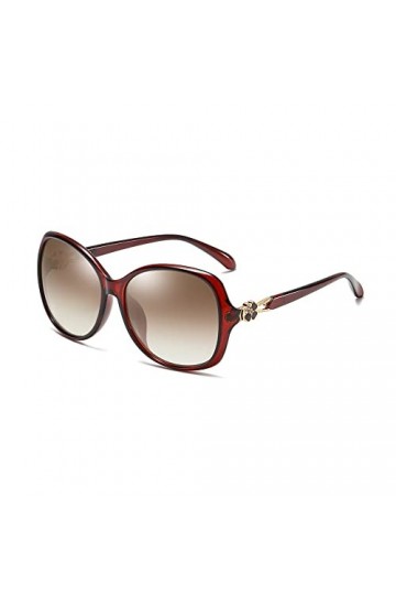 HPIRME Lunettes de soleil femmes lunettes de soleil monture en plastique lunettes de jambe en métal Uv400, marron, taille uni