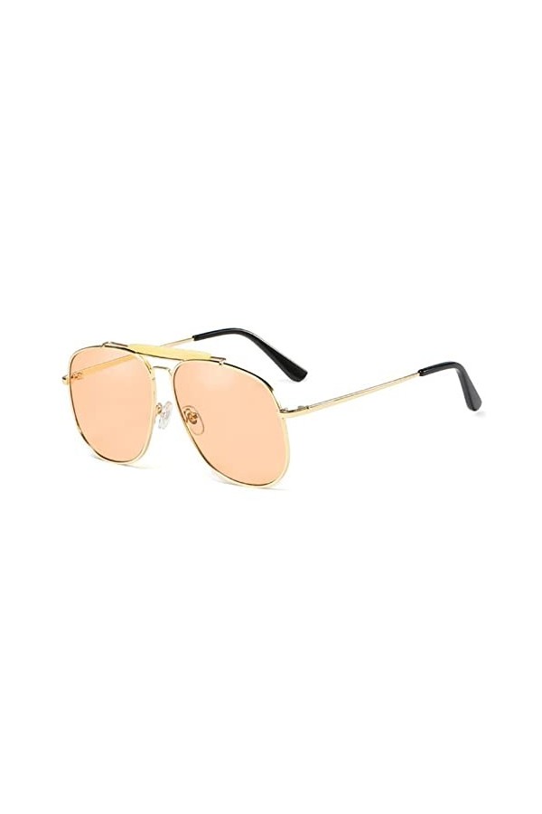 HCHES Mode jaune lentille lunettes de soleil femmes luxe qualité grand cadre nuances lunettes de soleil pêche surdimensionné 
