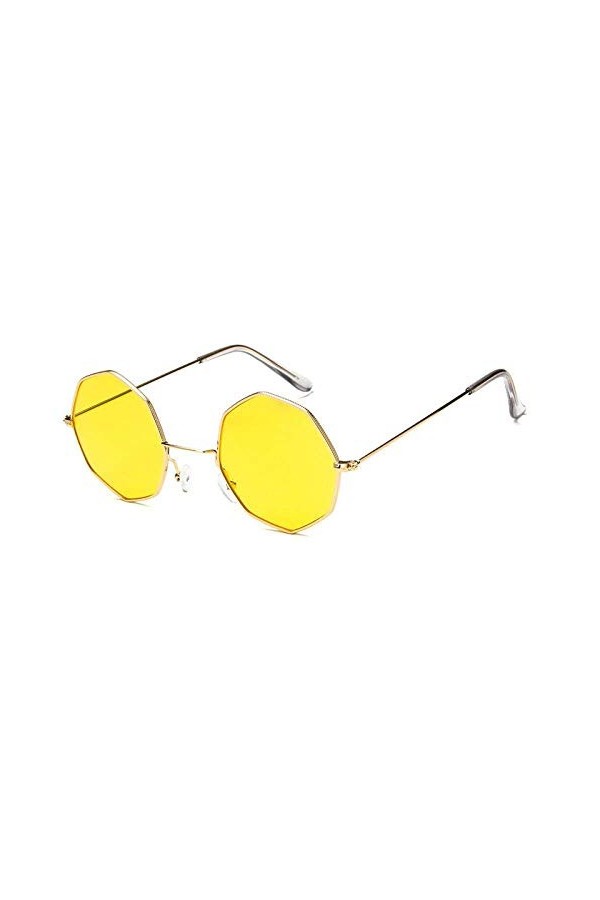 XINGYU Octagon Lunettes de Soleil pour Femmes Rond Miroir rétro Ovale Petites Lunettes de Soleil Jaune Bleu Femmes Jaune