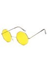 XINGYU Octagon Lunettes de Soleil pour Femmes Rond Miroir rétro Ovale Petites Lunettes de Soleil Jaune Bleu Femmes Jaune