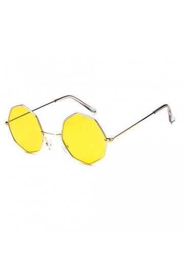 XINGYU Octagon Lunettes de Soleil pour Femmes Rond Miroir rétro Ovale Petites Lunettes de Soleil Jaune Bleu Femmes Jaune