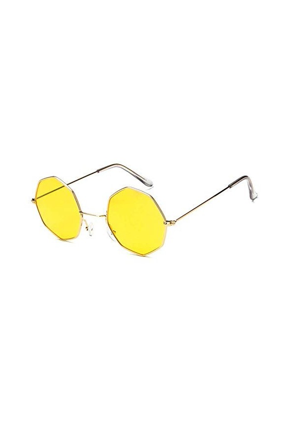 XINGYU Octagon Lunettes de Soleil pour Femmes Rond Miroir rétro Ovale Petites Lunettes de Soleil Jaune Bleu Femmes Jaune