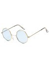 XINGYU Octagon Lunettes de Soleil pour Femmes Rond Miroir rétro Ovale Petites Lunettes de Soleil Jaune Bleu Femmes Bleu
