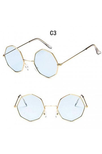 XINGYU Octagon Lunettes de Soleil pour Femmes Rond Miroir rétro Ovale Petites Lunettes de Soleil Jaune Bleu Femmes Bleu