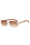 Lunettes de soleil carrées en cristal sans monture pour femmes, lunettes de soleil en bois Bradient pour hommes, lunettes Hip