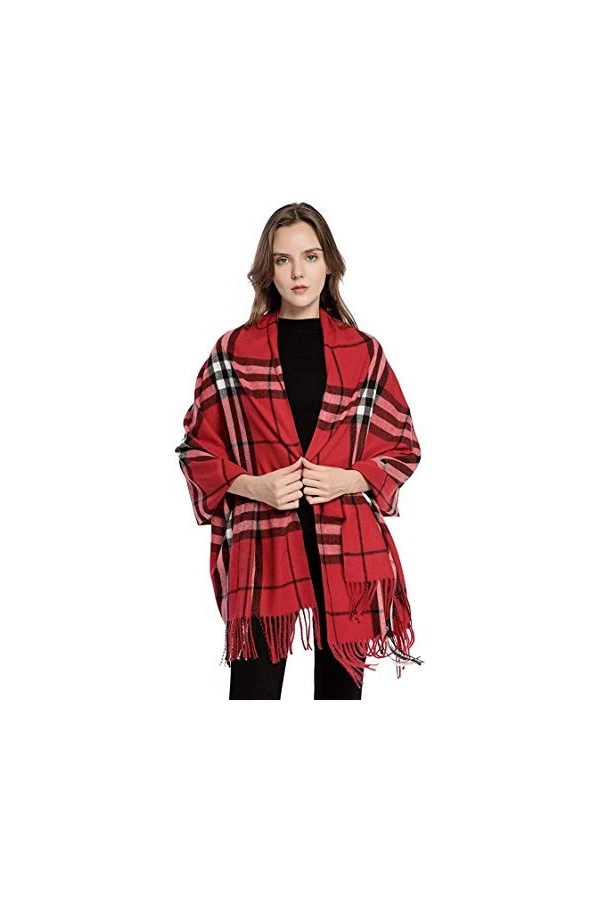 Accessoire Top Tendance Pashmina Châle Echarpe Etole Cachemire Femme à Carreaux Soyeux et Doux 198cm x 90cm +20 Couleurs r