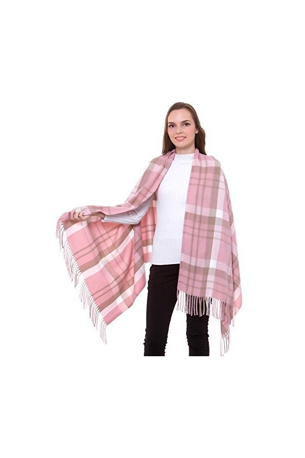 Accessoire Top Tendance Pashmina Châle Echarpe Etole Cachemire Femme à Carreaux Soyeux et Doux 198cm x 90cm +20 Couleurs r