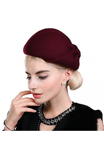 Maitose® Automne et Hiver Bow Wool Beret des Femmes Coffe Vin Rouge
