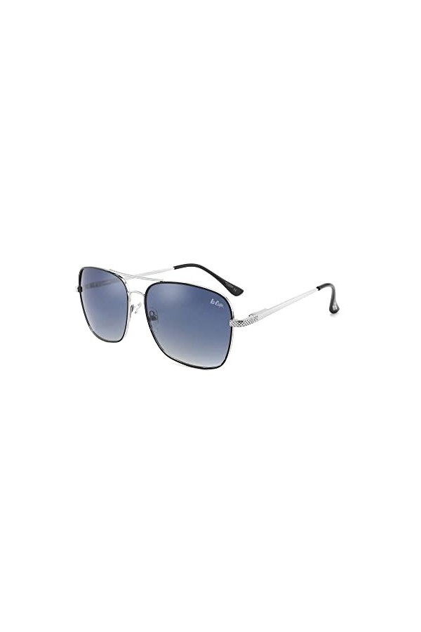 Lee Cooper Lunettes de soleil carrées polarisées pour homme et femme – Lunettes de soleil rétro à double pont, verres dégradé