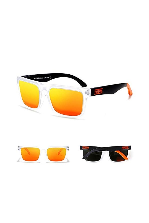 Joyas 24 Lunettes de soleil polarisées avec étui et chiffon pour femme et homme - Orange -