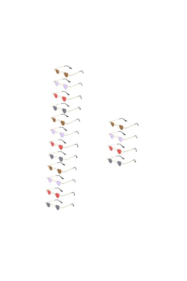 Toyvian 16 Pièces Lunettes De Soleil Coeur Enterrement De Vie De Jeune Fille Lunettes Rétro Lunettes De Forme Sans Monture Lu
