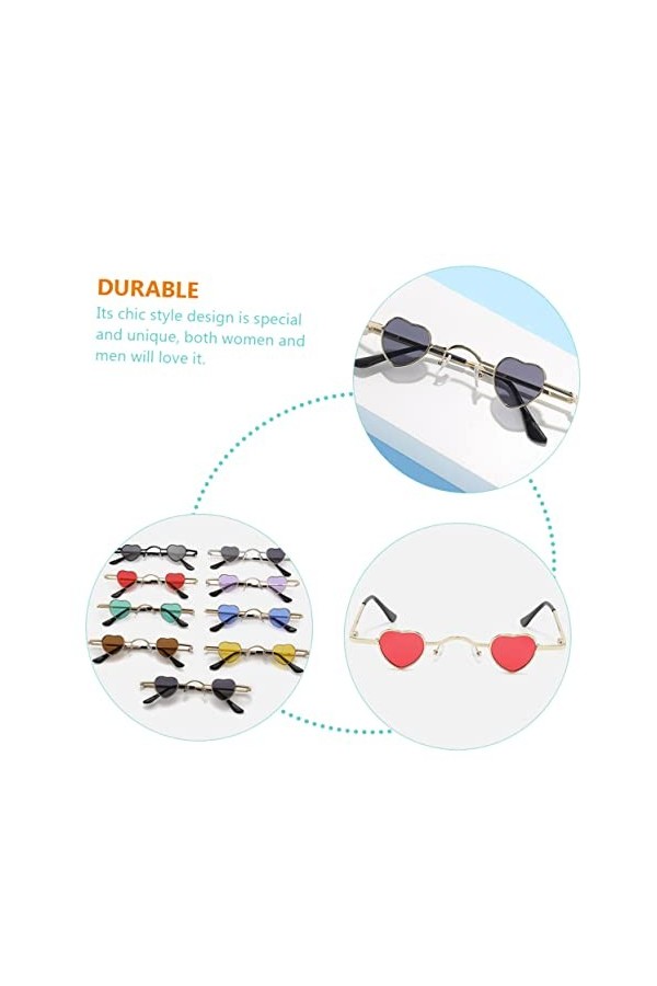 Toyvian 16 Pièces Lunettes De Soleil Coeur Enterrement De Vie De Jeune Fille Lunettes Rétro Lunettes De Forme Sans Monture Lu