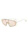 SHEANAON Lunettes de Soleil siamoises surdimensionnées Femmes Punk Une pièce Lunettes de Soleil Femme Grand Cadre lentille Cl