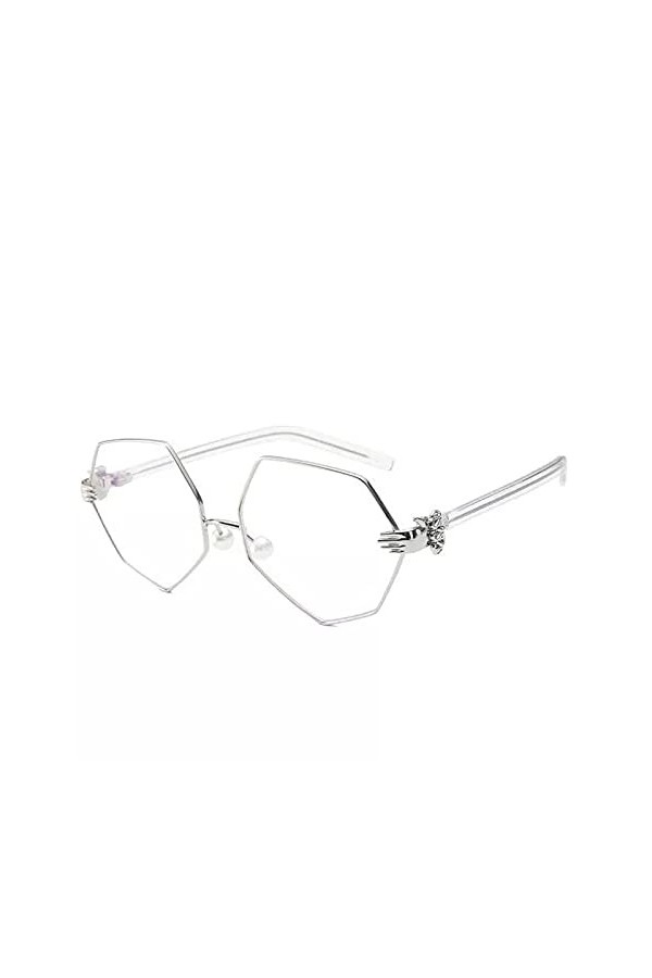 SHEANAON Lunettes de Soleil pour Femmes à la Mode Lunettes de Soleil à lentilles claires pour Femmes Forme irrégulière Lunett