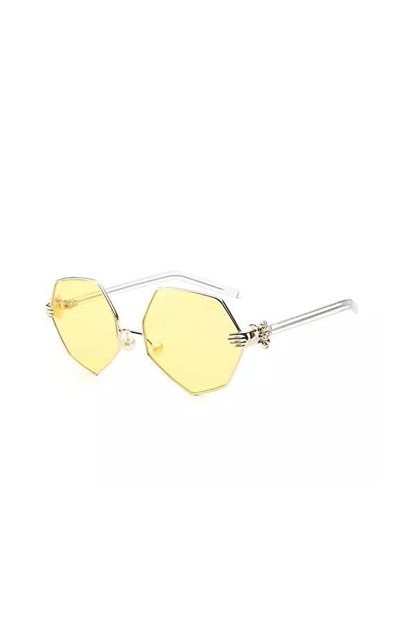 SHEANAON Lunettes de Soleil pour Femmes à la Mode Lunettes de Soleil à lentilles claires pour Femmes Forme irrégulière Lunett