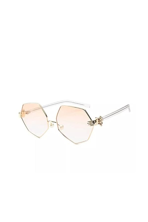 SHEANAON Lunettes de Soleil pour Femmes à la Mode Lunettes de Soleil à lentilles claires pour Femmes Forme irrégulière Lunett
