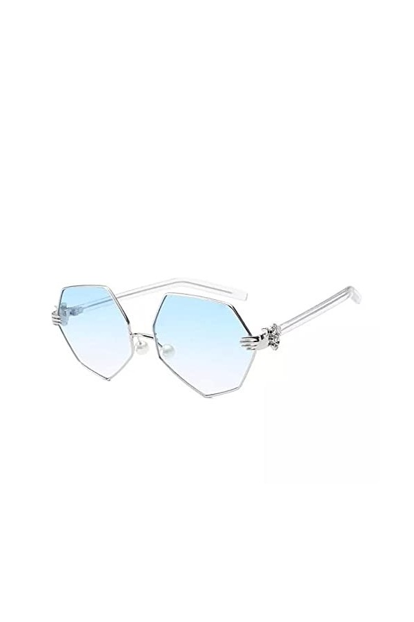 SHEANAON Lunettes de Soleil pour Femmes à la Mode Lunettes de Soleil à lentilles claires pour Femmes Forme irrégulière Lunett