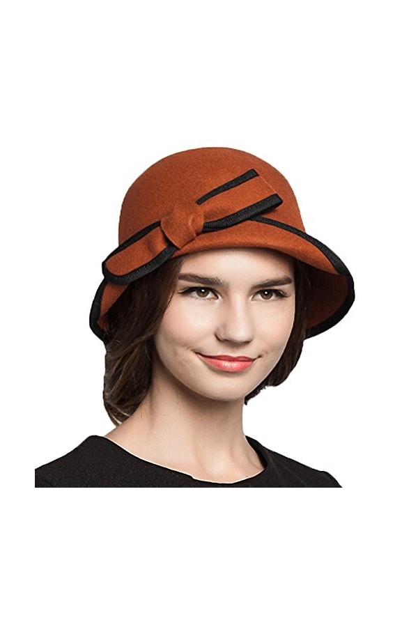 Maitose™ Bow De la Femme Laine en Feutre Chapeau Melon Jaune