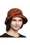 Maitose™ Bow De la Femme Laine en Feutre Chapeau Melon Jaune