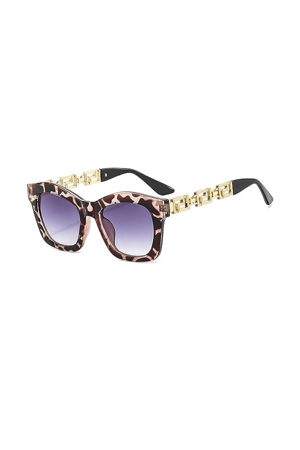 HPIRME Lunettes de soleil yeux de chat vintage pour femmes Petites lunettes de soleil à chaîne en métal Lunettes de vue noire