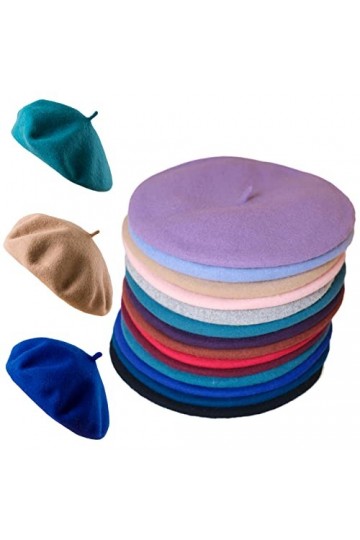 QIUNEEY Béret surdimensionné en laine pour femme - Couleur unie - Béret à grand bord, Bleu vintage + vert, 7 1/8/7 1/2