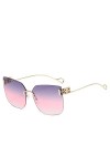 HPIRME Lunettes de soleil à monture carrée en métal pour femmes Lunettes de soleil dégradées ovales sans monture pour femmes 