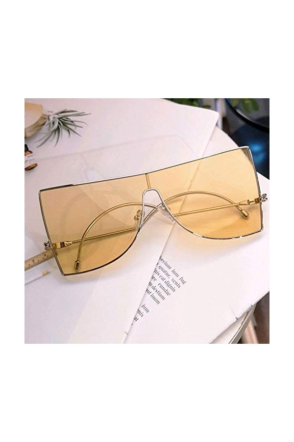 YIERJIU Lunettes Vintage Lunettes de Soleil surdimensionnées Femmes métal Lunettes de Soleil carrées pour Hommes Femme Vapeur