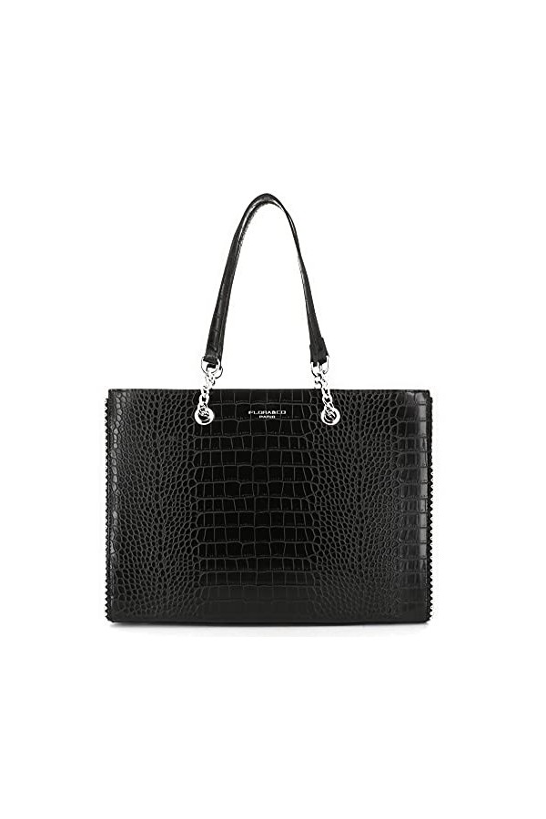 FLORA CO PARIS Sac A Main Femme Chaînes Crocodile - Sac Cabas Fourre-Tout A4 Perles Billes - Sac Cours Porté Epaule Lycée Pou