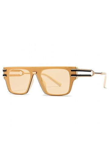 HPIRME Lunettes de soleil carrées dété Lunettes de soleil dextérieur pour femmes à grand cadre en métal rétro, doré, taille