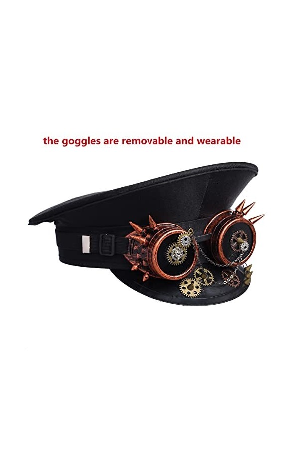 COSDREAMER Chapeau de Capitaine Steampunk pour femme - Noir