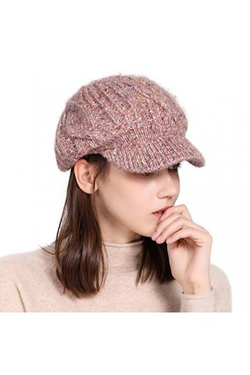 Comhats Bonnet dhiver 100 % laine avec visière en tricot pour femme