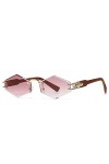 Lunettes de soleil en bois de grain sans monture de coupe de losange irrégulier pour les femmes Vintage Petit Gradient Lunett