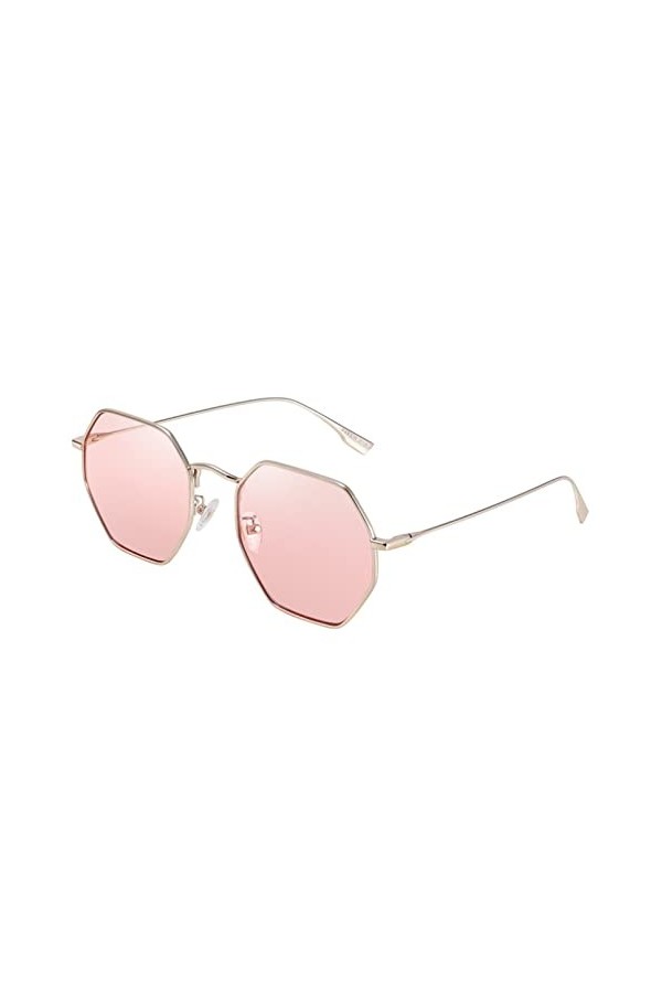 QTZTZ Lunettes de Soleil Dames Lunettes de Soleil polygonales Classiques Hommes et Femmes Verres Transparents Couleur Miroir 