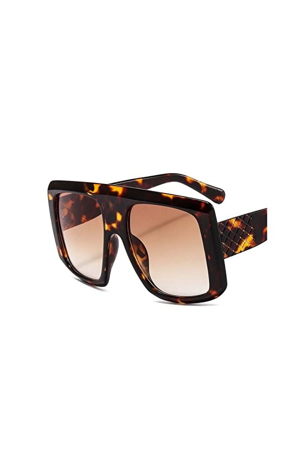 Lunettes de soleil surdimensionnées à grand cadre Marque de luxe for femmes grandes lunettes de soleil à dessus plat Lunettes