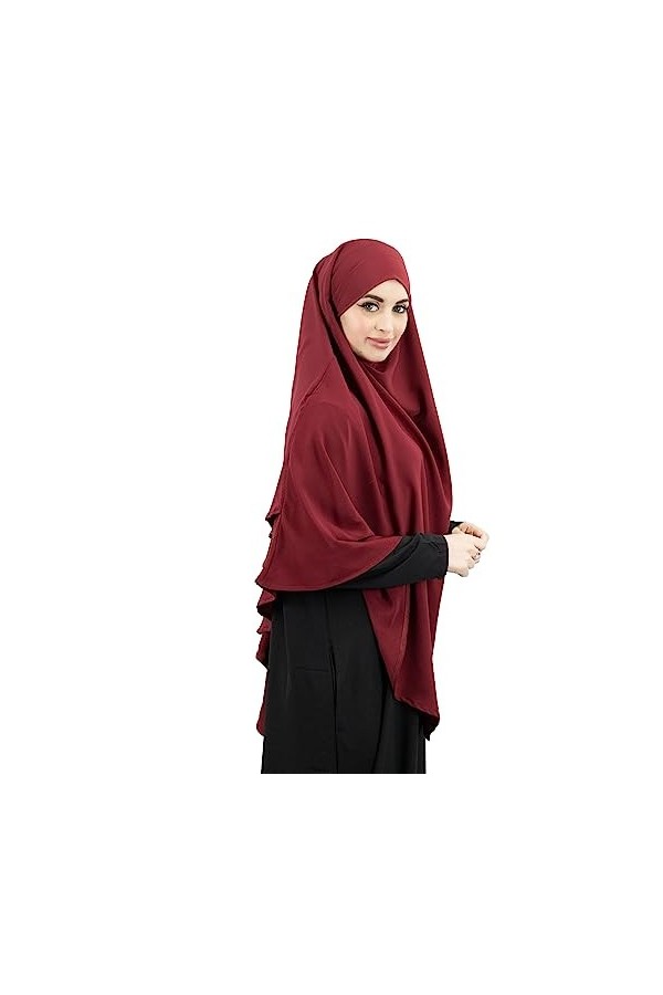 Lamis Hijab - khimar 2 voiles à enfiler en soie de médine haut jilbab pour femme musulmane voilée KH200 Beige 