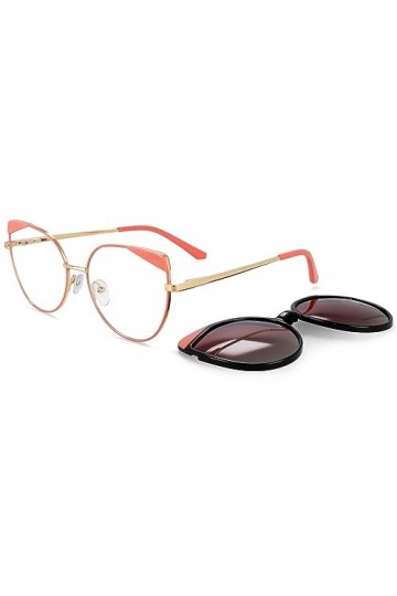 HPIRME Lunettes de soleil rondes en forme dœil de chat avec clip pour femme, 4, taille unique