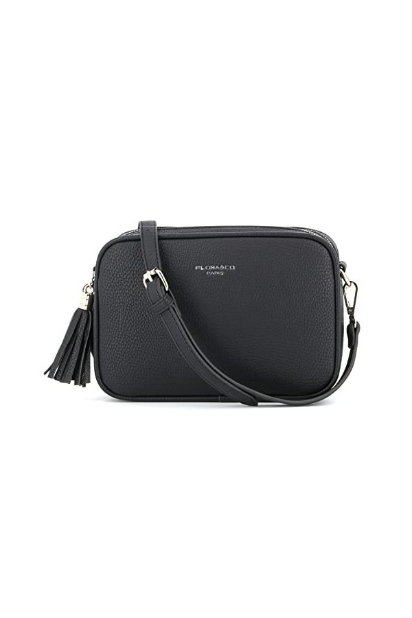 flora & co - Sac Caméra Bandoulière Femme Double Zip Frange - Sacoche Porté Epaule Croisé Forme Rectangle - Besace Ville Four