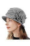 HilyBony Béret français pour femme - En laine florale - Style vintage - Pour femme, Noir , Taille M