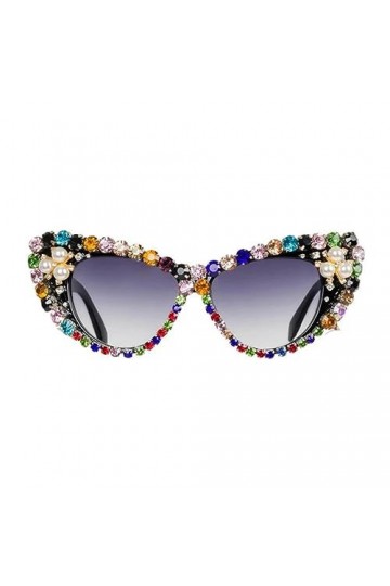 HPIRME Lunettes de soleil yeux de chat grandes femmes lunettes de soleil surdimensionnées cristal strass lunettes paillettes,