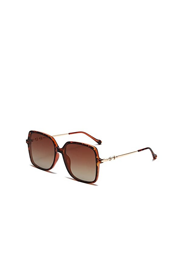 HCHES Femme Lunettes polarisées Luxe Mode Carré Surdimensionné Grand Cadre Lunettes De Soleil Dames Lunette De Soleil Femme,