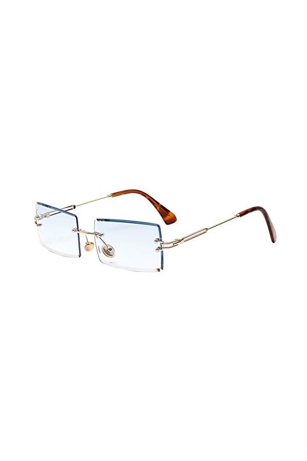 JINGZI Lunettes de Soleil de Cyclisme Dames Retro Petit Rectangle sans Cadre Lunettes de Soleil carrées dété Femme Style Ver