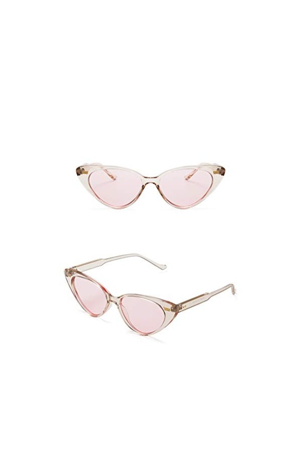 hmjsmj Lunettes de soleil à ossature de thé rose océan, bronzage à lœil de chat, lunettes de soleil à petit visage pour femm
