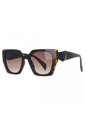 The Design Luxury Lunettes de soleil carrées Hommes Femmes Fashion Shades Thé Lunettes Uv400 Vintage Lunettes, Léopard Noir, 